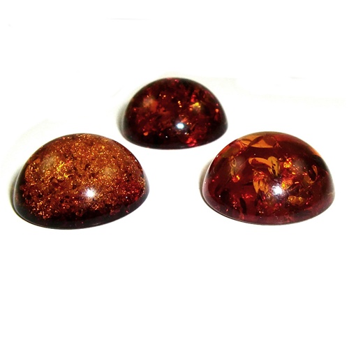 Polish Art Center - Large Round Amber Cabochons - Cognac Colorr