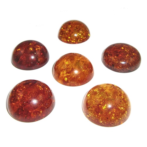 Polish Art Center - Large Round Amber Cabochons - Dark Honey Color