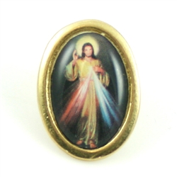 Polish Art Center - Divine Mercy Oval Lapel Pin