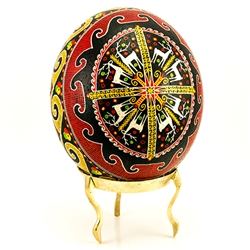 Polish Art Center - Hand Decorated Ukrainian Design Ostrich Egg