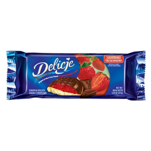 Polish Art Center - Delicje Chocolate Covered Biscuits - Strawberry ...