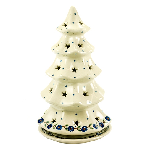 Polish Art Center - Polish Pottery Stoneware Votive Christmas Tree 10"4