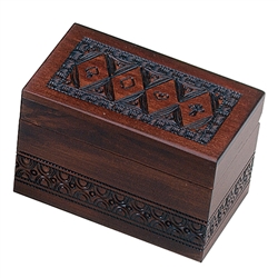 Hand Carved Wooden Playing Card Box W. Germany