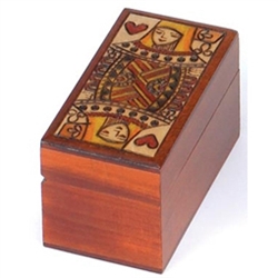 Vintage Wooden Playing Card Box 