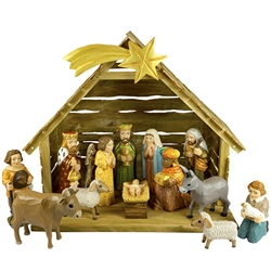 Polish Art Center - Polish Hand Made Nativity Creche Set - 10 Piece