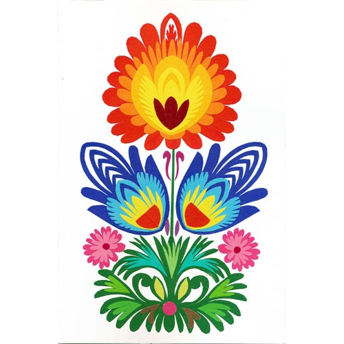 Polish Art Center - Polish Wycinanki Note Card And Envelope - Floral