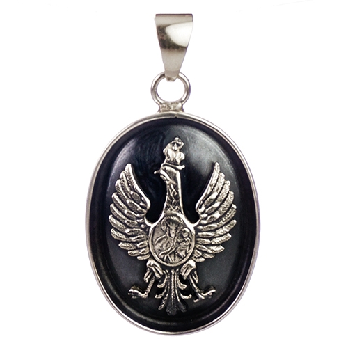 Polish Art Center - Sterling Silver Polish Eagle Pendant - Czestochowa