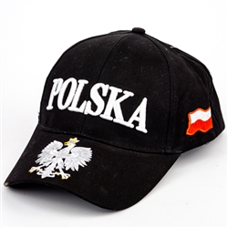 Polish Art Center - Polska Cap - Black With Silver Eagle And Flag