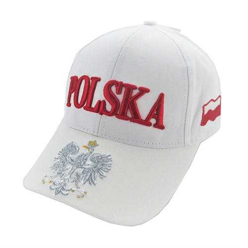 Polish Art Center - Red And White Polska Flag Cap With Silver Eagle