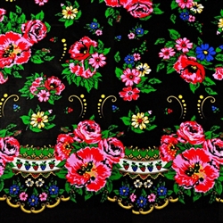 Goral Black Flowered Fabric 100% Cotton 64